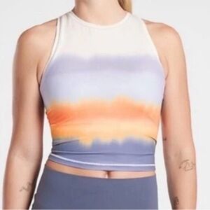 Athleta Shanti Printed Crop Tank Top SZ-2X Ombre Orange Blue Stretch